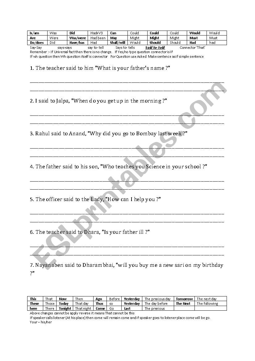 REPORTED SPEECH INTERROGATIVE SENTENCE [ITS PPT WITH ANSWERS IS ON Â´http://www.eslprintables.com/powerpoint.asp?id=73748#thetopÂ´
